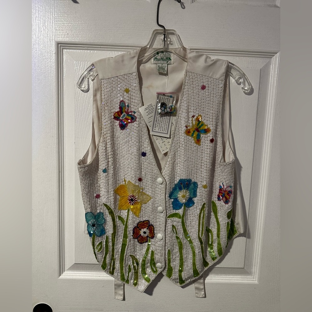 White sequined vest size small
